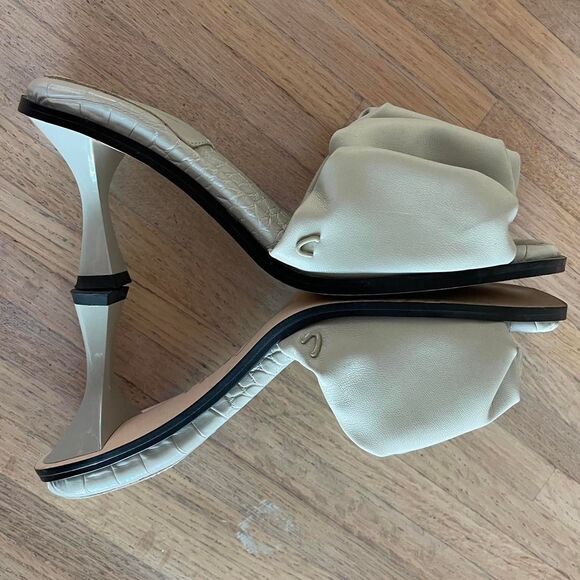 Circus by Sam Edelman Ruched Leather Slip-On Heels Croc Insole Sandals Size 6.5 - Picture 3 of 8